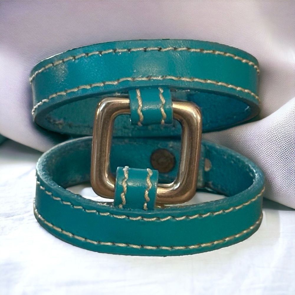 Turquoise leather double wrap bracelet